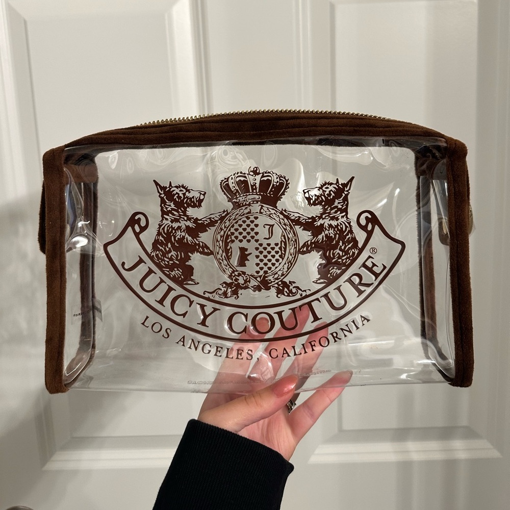Stoney Clover Lane x Juicy Couture Clear Pouch with brown velvet detailing